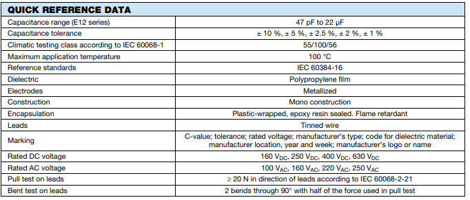 VISHAY MKP1839電壓電容器501V to 2000V參數(shù) VISHAY MKP1839電壓電容器501V to 2000V參數(shù)