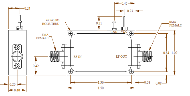 PmTA-721-45-2.3低噪聲放大器尺寸圖 PmTA-721-45-2.3低噪聲放大器尺寸圖